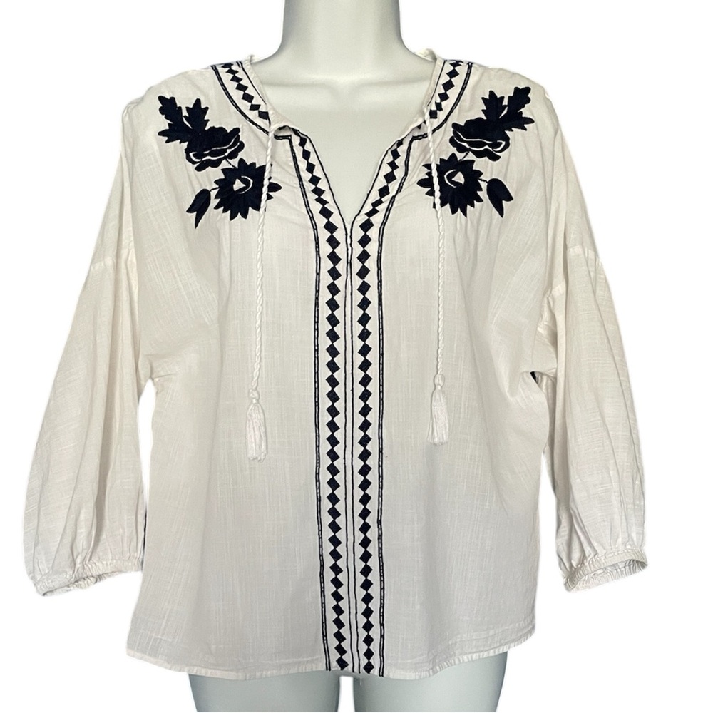 Boho embroidered cream shirt